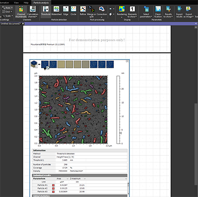 This powerful software analysis package provides roughness information based on ISO standards, generate statistics reports, conduct critical dimension and trench analysis, perform particle analysis, and much more!