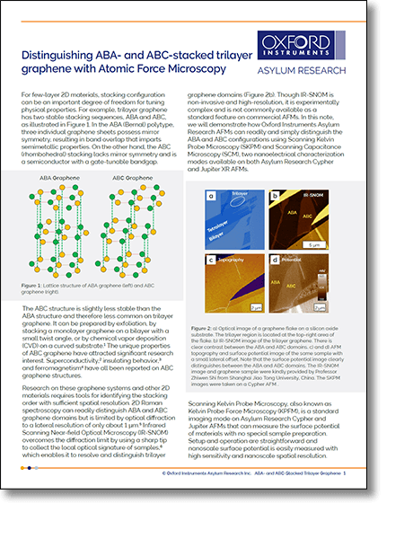 PDF Preview of Distinguishing ABA- and ABC-stacked trilayer graphene with Atomic Force Microscopy application note