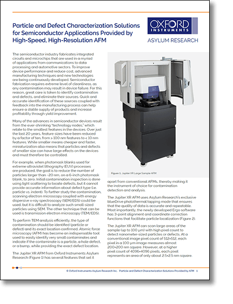PDF preview of Particle and Defect Characterization Solutions for Semiconductor Applications Provided by High-Speed, High-Resolution AFM