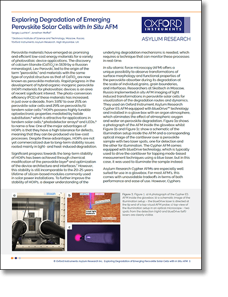PDF preview of Perovskite Solar Cell Degradation with In Situ AFM application note