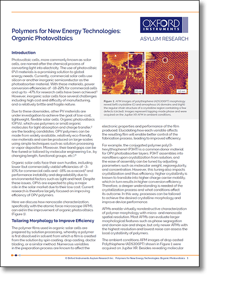 PDF Preview of Organic Photovoltaics Polymers for New Energy Technologies application note