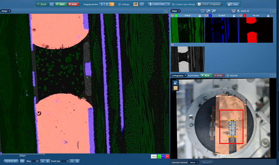 Figure 3. Setup of a BEX Map with Cartography Mode. A rectangle (within the red box highlight) is drawn over the area of interest in the sample. The mapping then begins as soon as the run button is pressed.